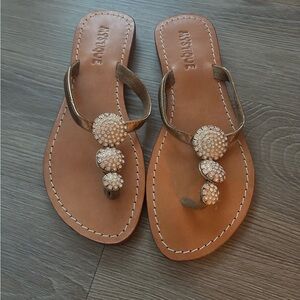 Mystique Tan Sandals with Crystal Accents - Never Worn!!